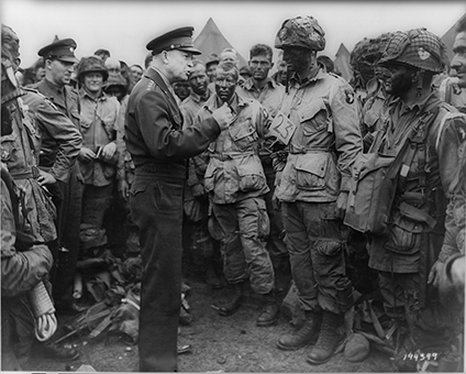 Eisenhower talks to the troops