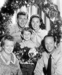 Aunt Bee, Barney Fife, Opie Taylor, Ellie Walker characters in the Andy Griffith Show Christmas photo